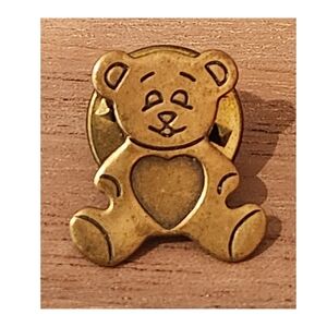 Vintage Brass Teddy Bear Lapel Pin